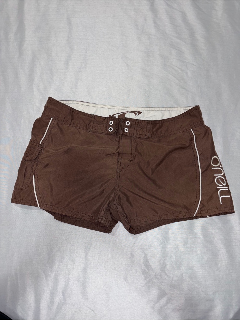 O'Neill Women's Brown Swim Bermudas with White Piping